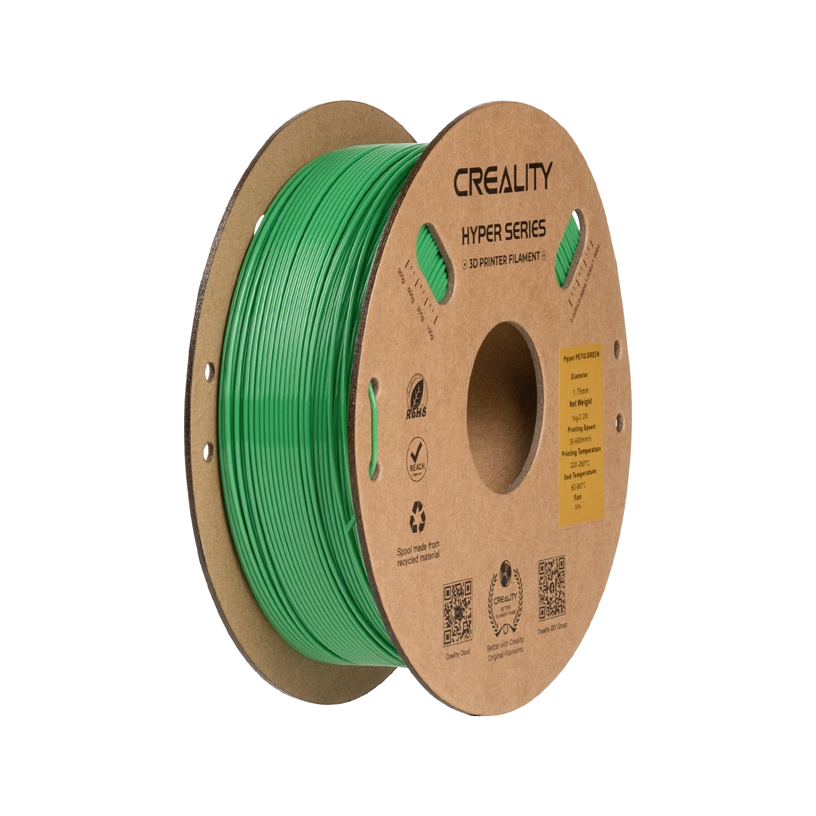 Hyper PETG Verde Creality Hyper PETG - Verde 1 kg (1.75 mm) - Imagen 1